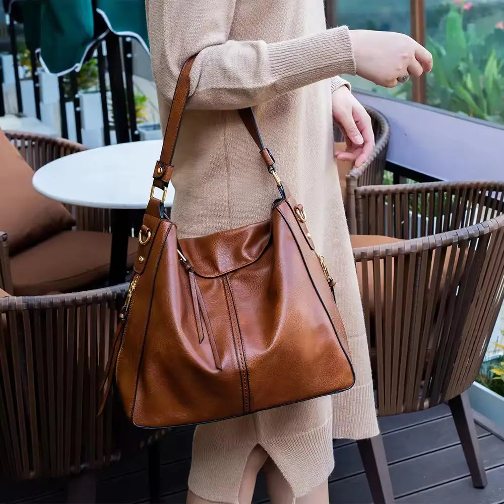 Luxuriöses Leder 3-teiliges Hobo-Taschen-Set