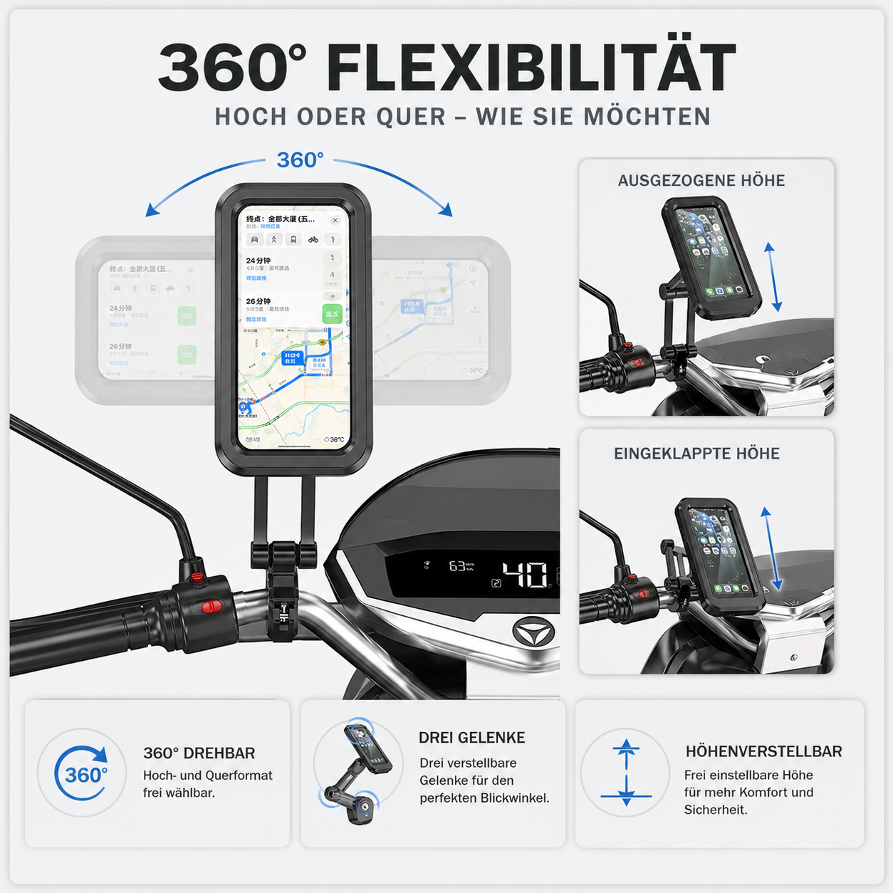 Handyhalterung wasserdicht 360° – FlexiRide Pro