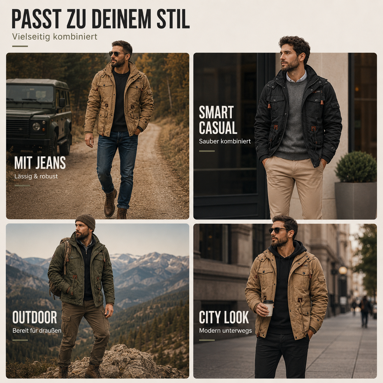 Herren Übergangsjacke mit warmem Futter & Multitaschen – UrbanTrek Jacket
