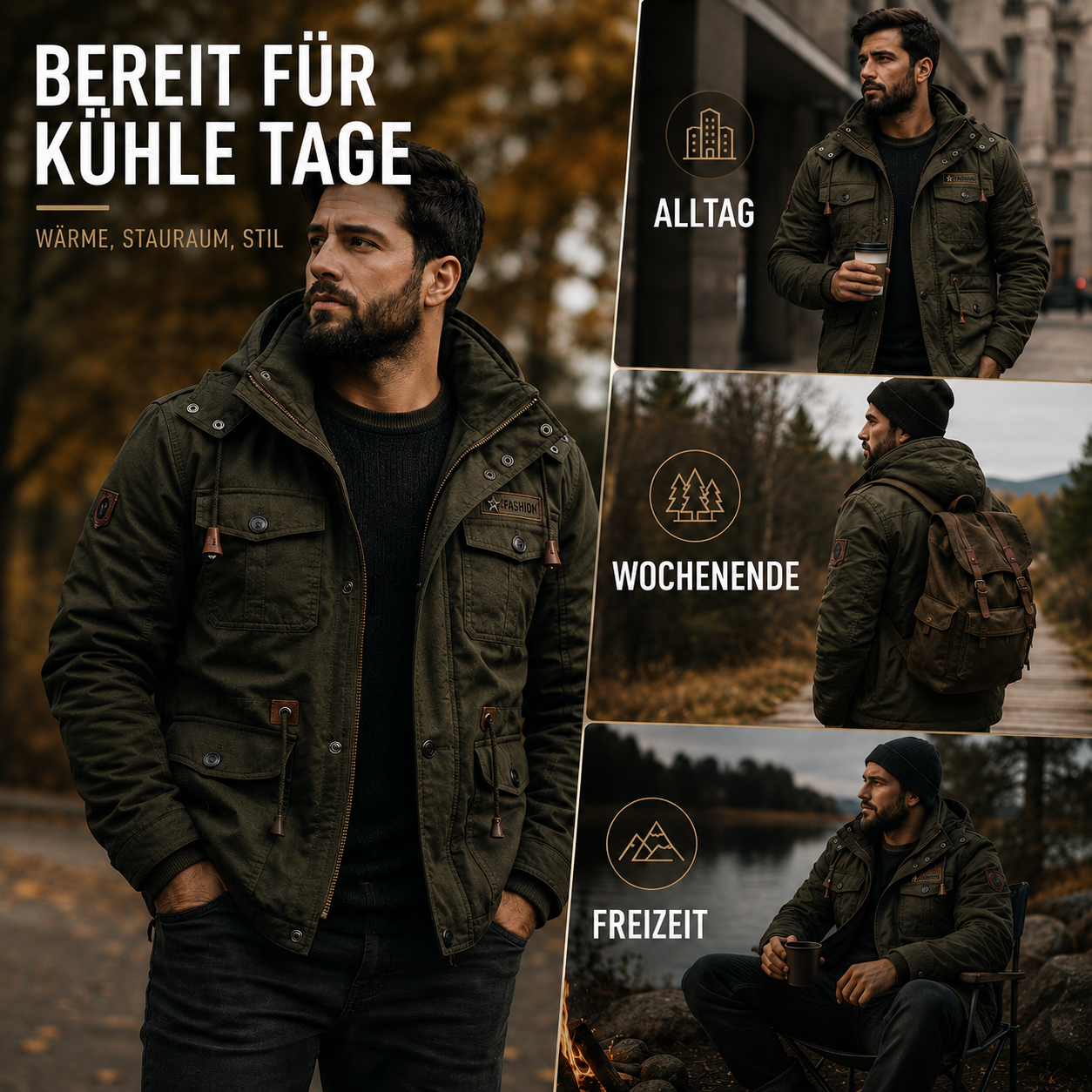 Herren Übergangsjacke mit warmem Futter & Multitaschen – UrbanTrek Jacket