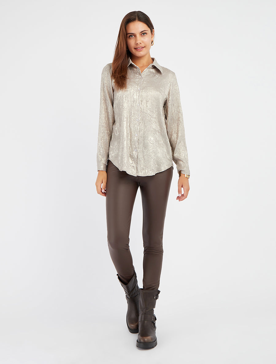Legging skinny aus Kunstleder - Braun