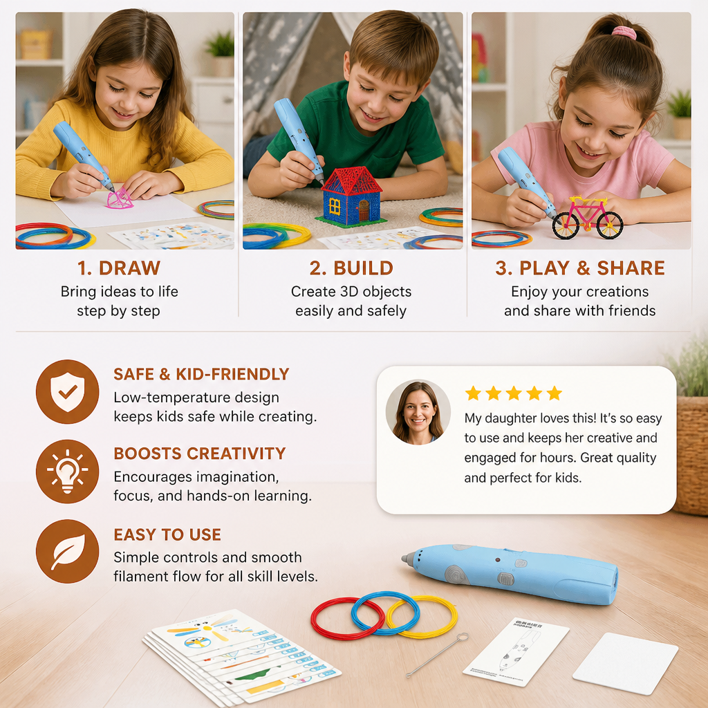 Niedrigtemperatur-3D-Stift-Set für Kinder – Sicheres DIY-STEM-Zeichenset