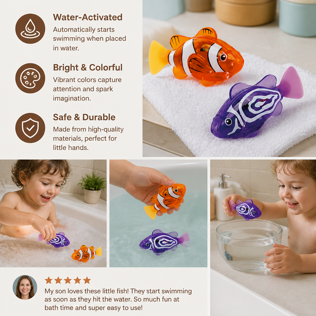 LED Schwimmende Fische Pool Spielzeug Set – Automatisch wasseraktivierte leuchtende Fische