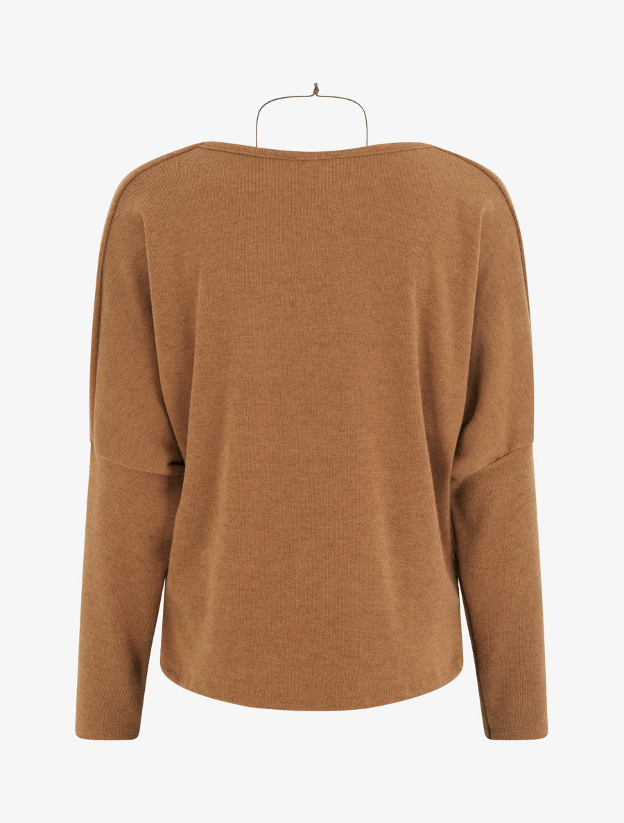 Feiner Pullover mit Wasserfall-Kragen und Fledermausärmeln