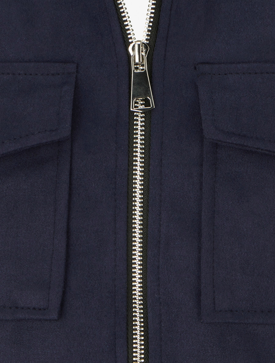 Jacke aus Wildlederimitat mit Stehkragen und Reißverschluss
