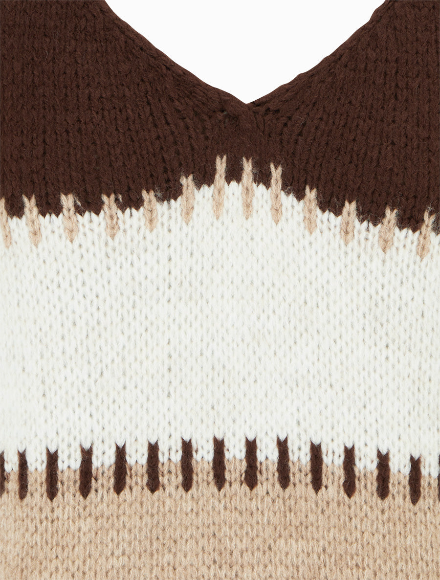 Weiter Strickpullover mit Streifenmuster