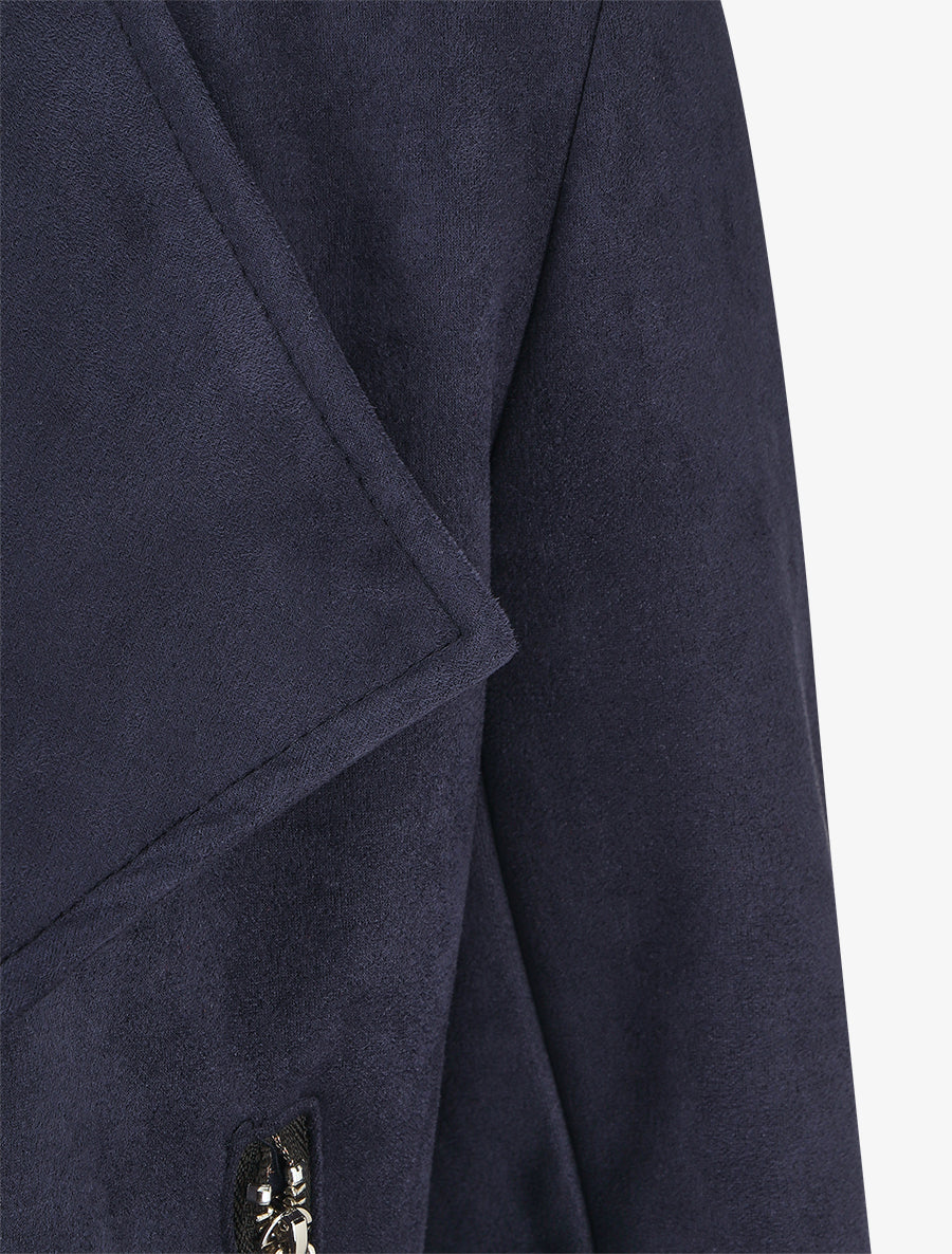 Jacke aus Velourslederimitat mit geradem Kragen und Reißverschluss