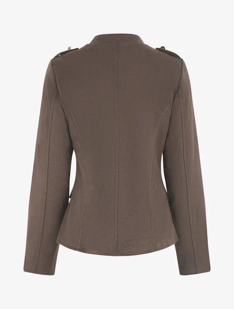 Wildlederjacke mit hohem Offizierskragen