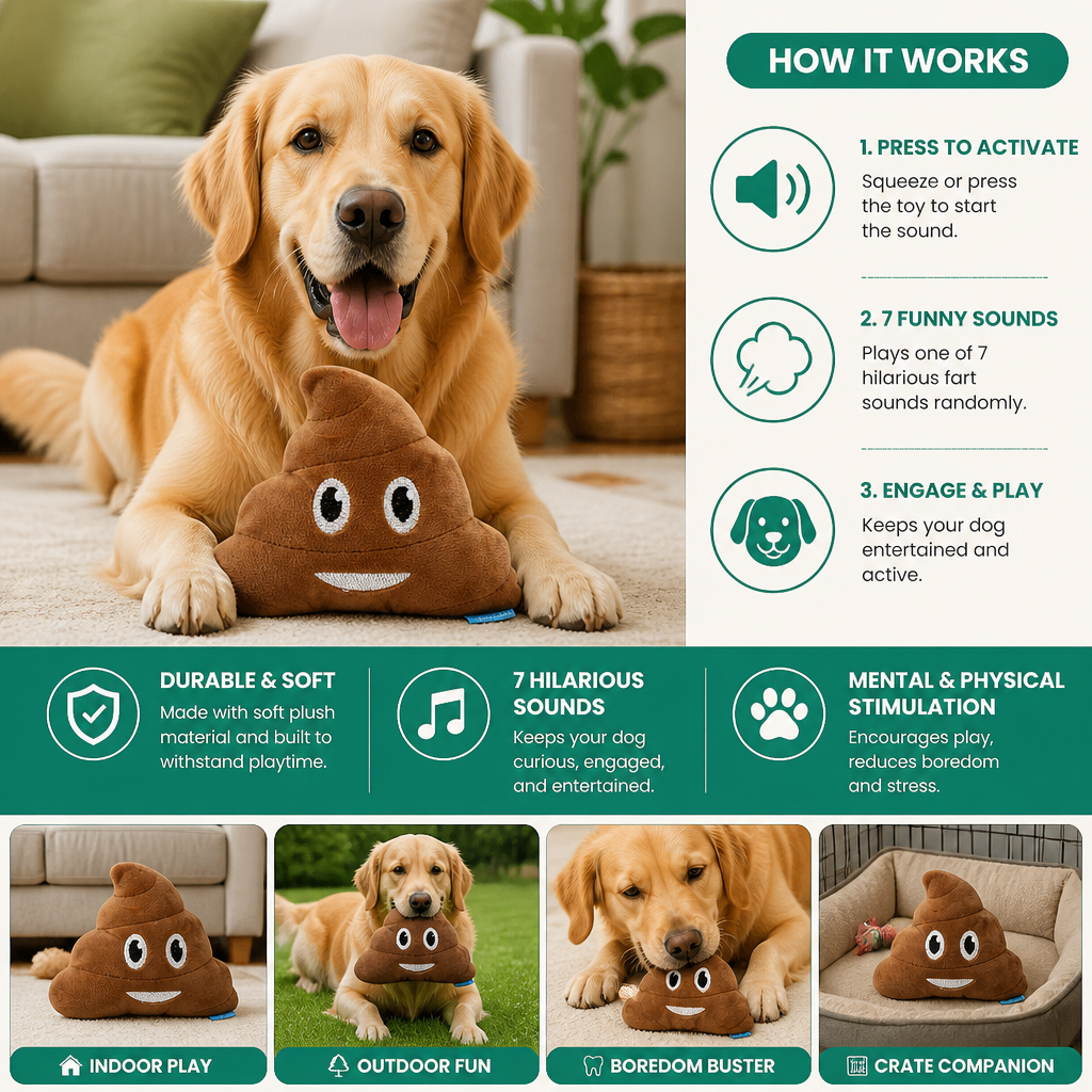 Furzendes Plüsch-Hundespielzeug mit 7 lustigen Geräuschen