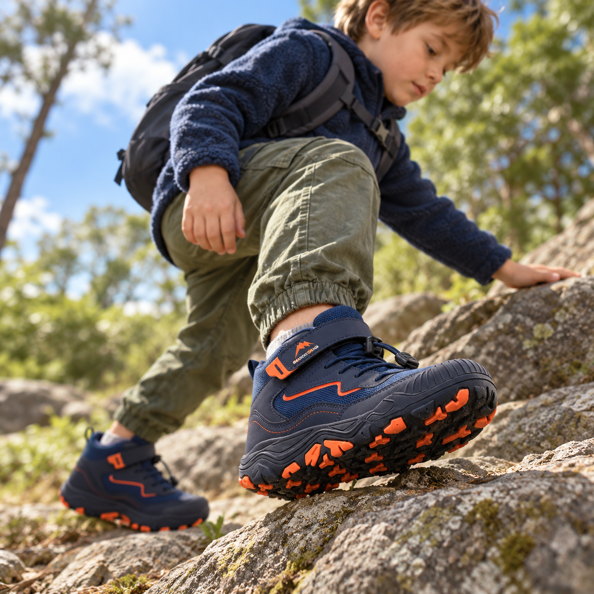 Kinder-Mittelhoch-Wanderstiefel mit praktischem Klettverschluss