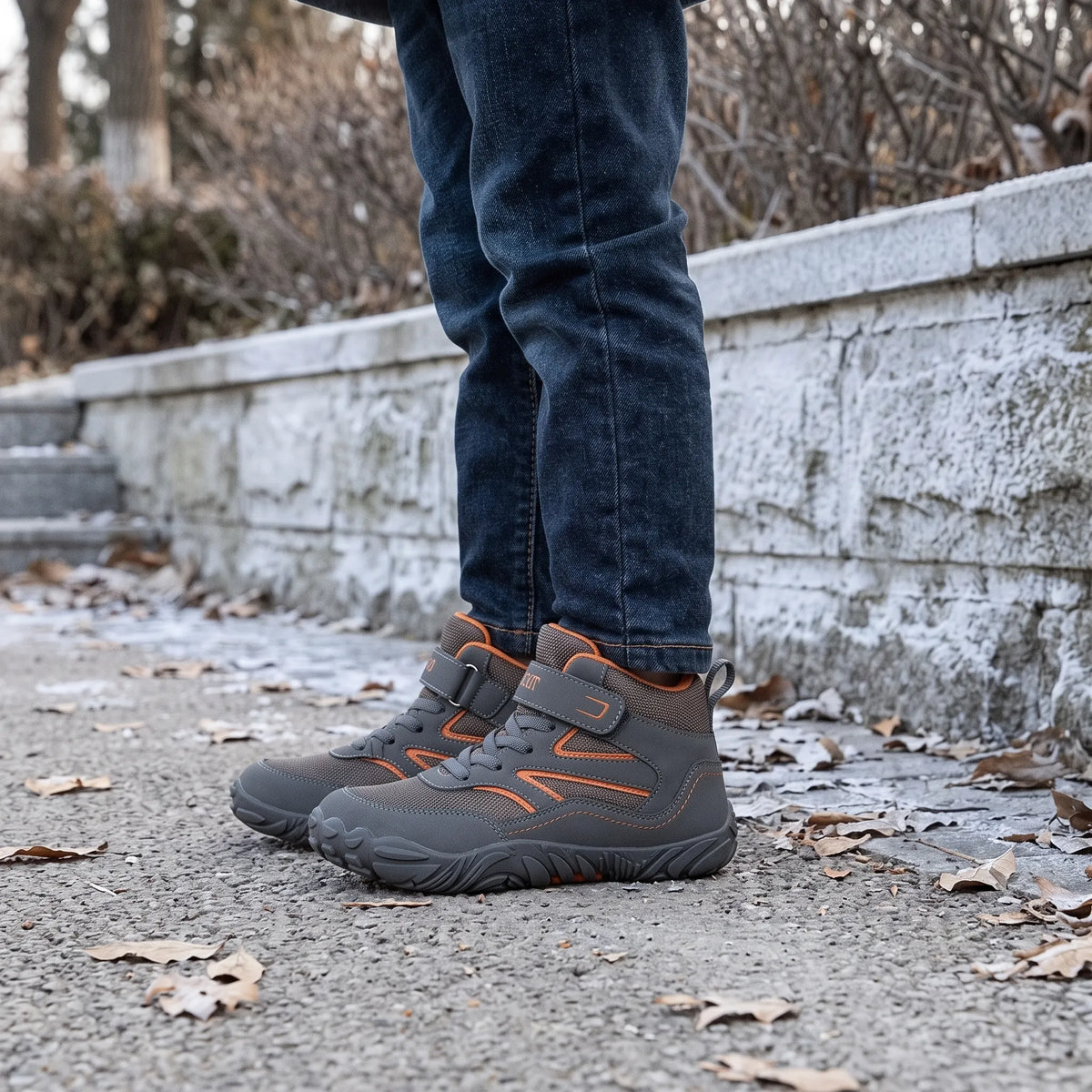 Kinder Barfuß-Stil-Stiefel Mit Schnellverschluss Und Klettriemen
