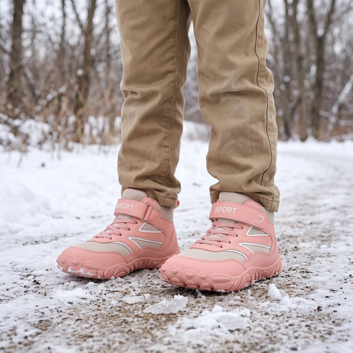 Kinder Barfuß-Stil-Stiefel Mit Schnellverschluss Und Klettriemen