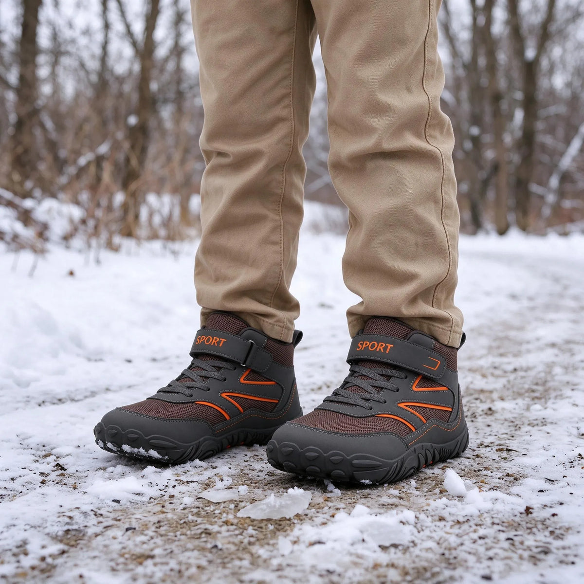 Kinder Barfuß-Stil-Stiefel Mit Schnellverschluss Und Klettriemen