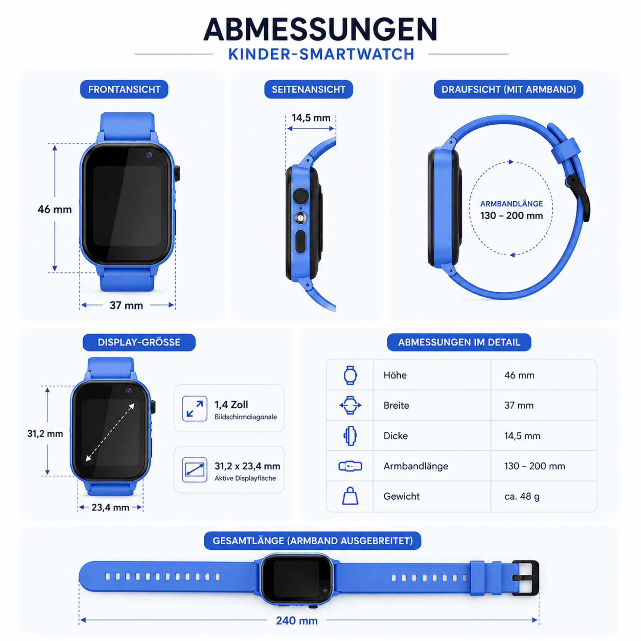Kinder Smartwatch mit Standortfunktion, Videoanruf, Kamera & SOS-Funktion – SafeTrack Watch