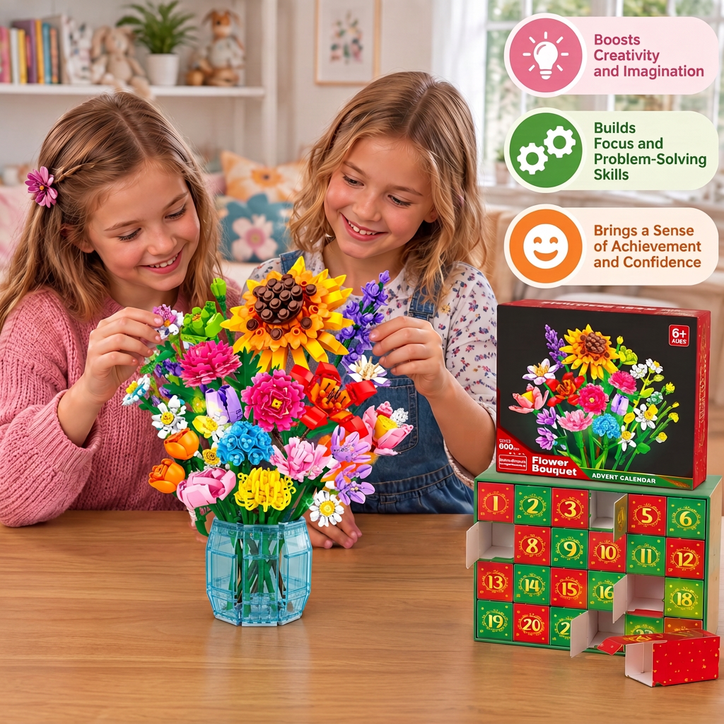Weihnachts-Bausteine Blumenstrauß Adventskalender