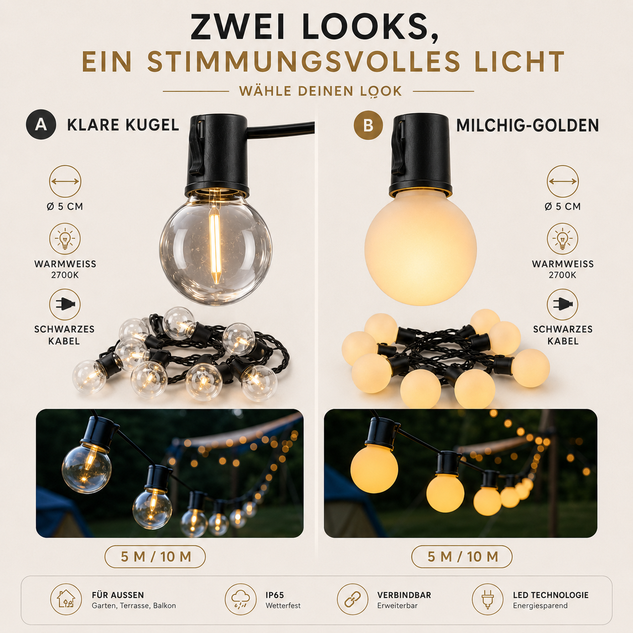 LED Lichterkette für Außen wasserdicht – GlanzLoom