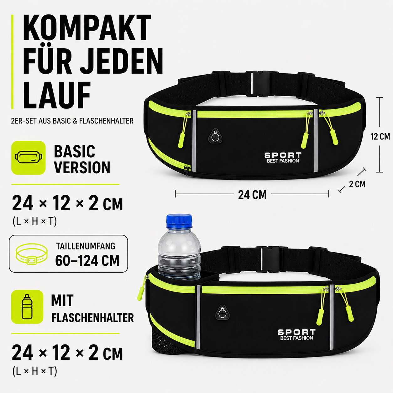 Laufgürtel wasserdicht mit Flaschenhalter – SprintFlex Duo