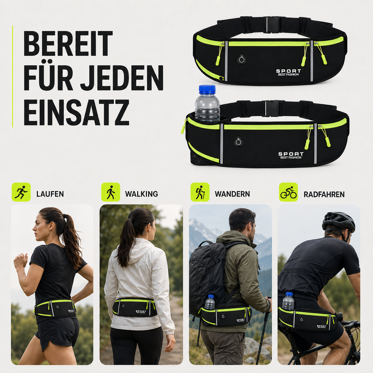 Laufgürtel wasserdicht mit Flaschenhalter – SprintFlex Duo