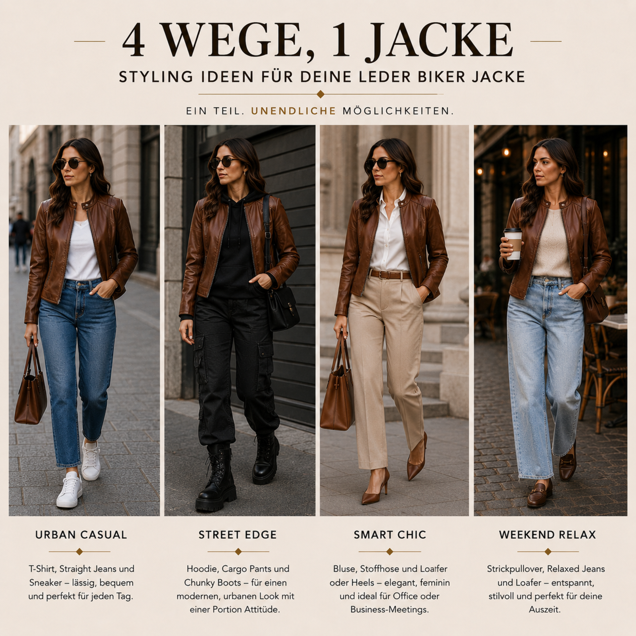 Lederjacke Damen mit figurbetontem Schnitt & zeitlosem Design – Eleganza Jacket