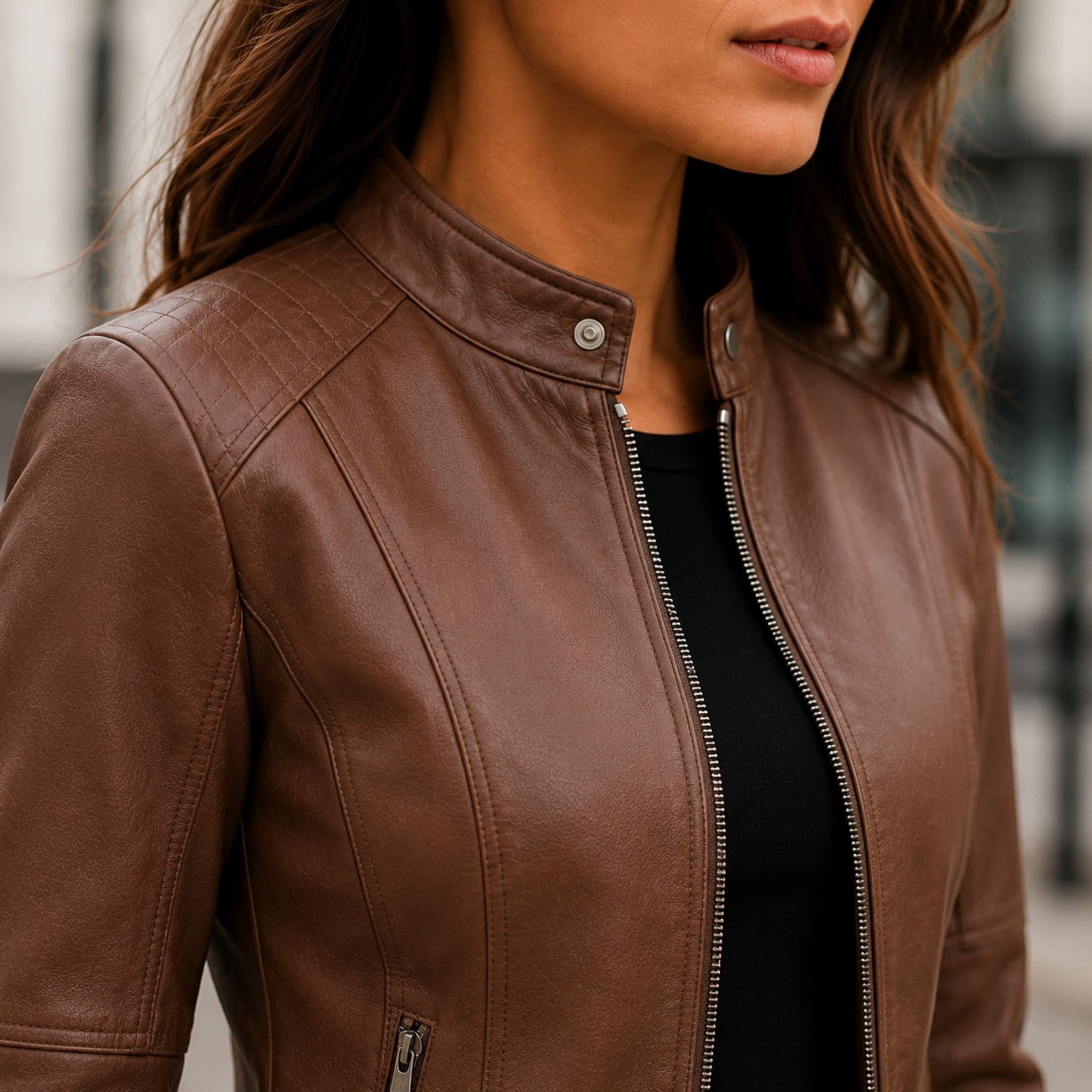 Lederjacke Damen mit figurbetontem Schnitt & zeitlosem Design – Eleganza Jacket