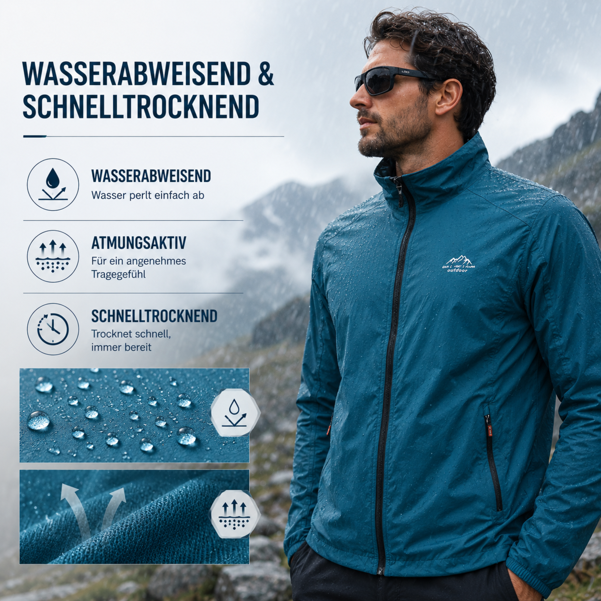 Leichte UV-Schutzjacke für Herren – Winddichte Sommer Outdoor Windjacke