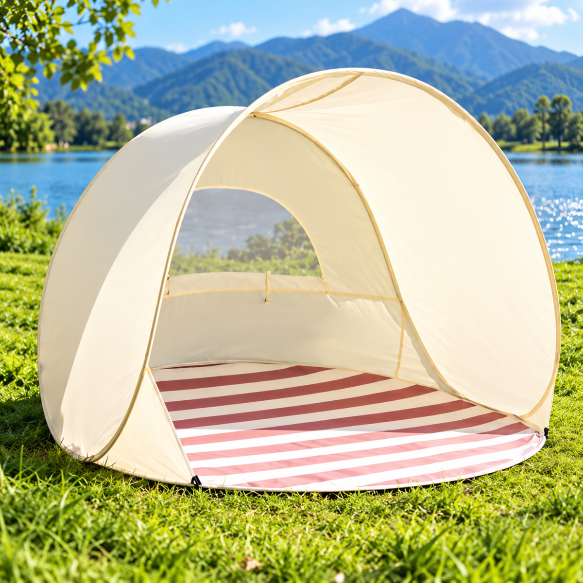 Baby Strandzelt | UPF 50+ Pop-Up Sonnenschutz – Vanilla Cream