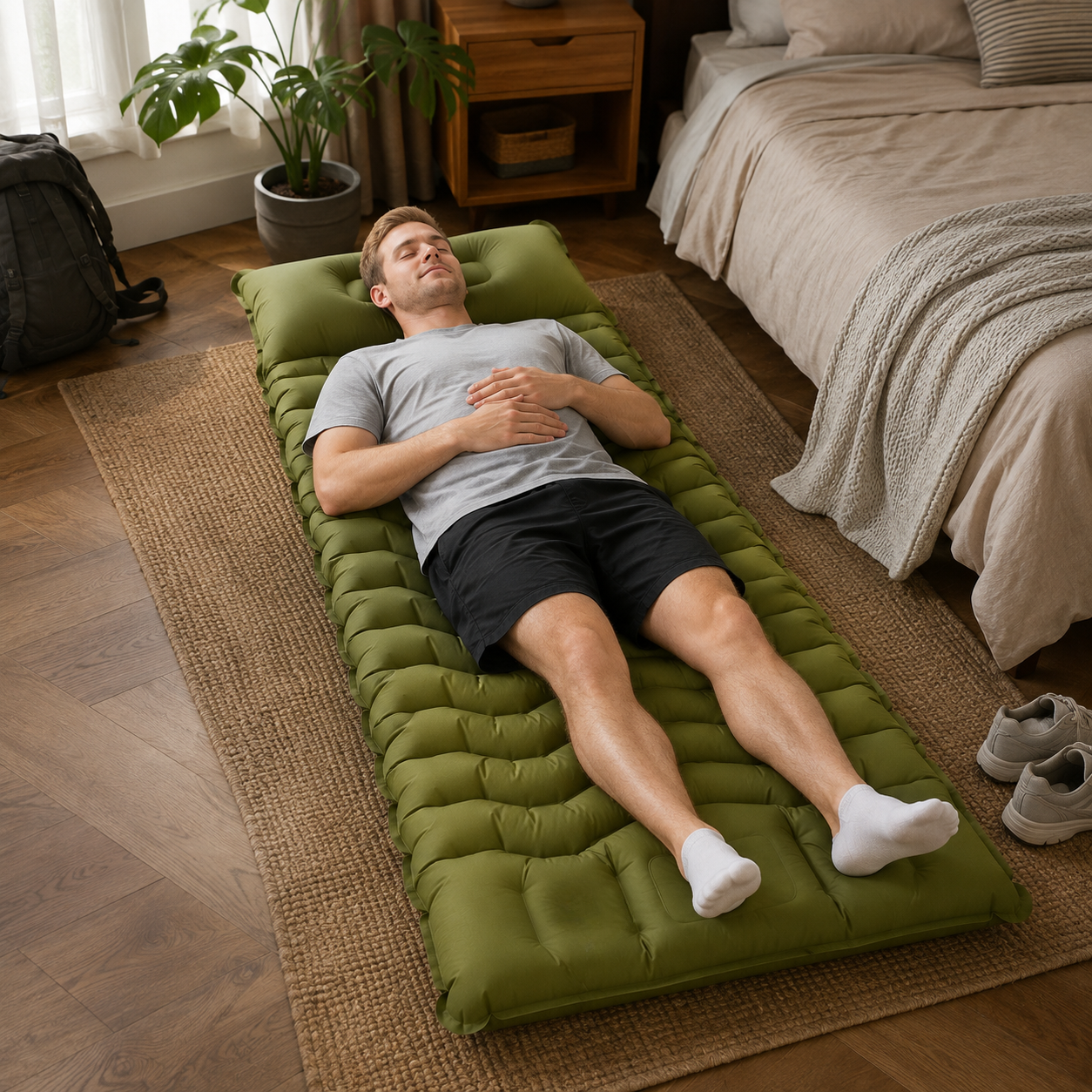Luftmatratze mit integriertem Kissen & Pumpe – HikeRest DeepSleep