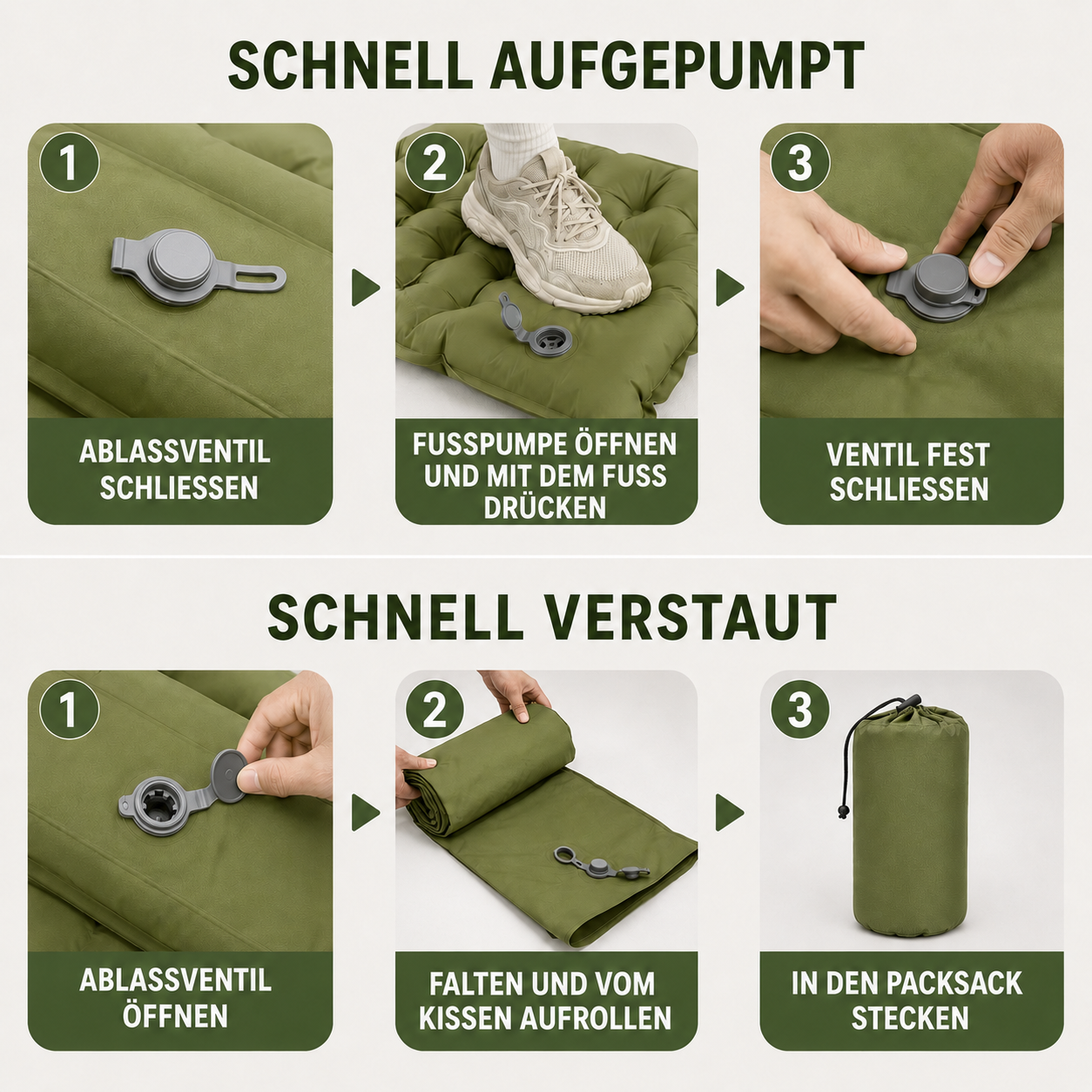 Luftmatratze mit integriertem Kissen & Pumpe – HikeRest DeepSleep