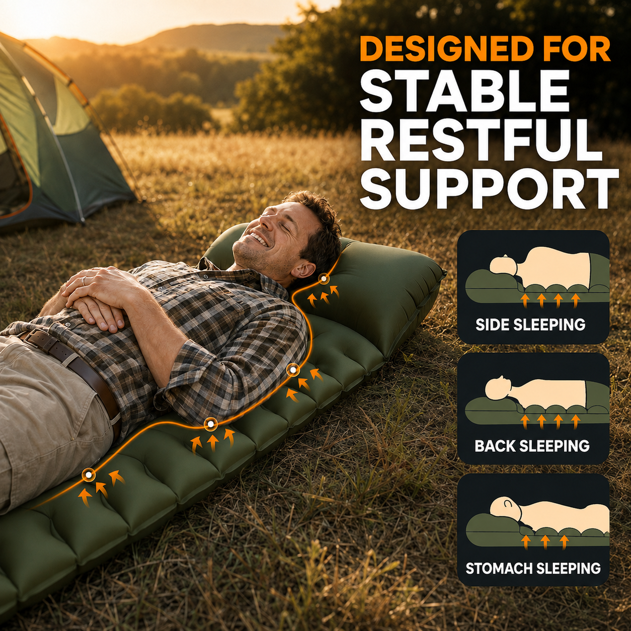 Luftmatratze mit integriertem Kissen & Pumpe – HikeRest DeepSleep