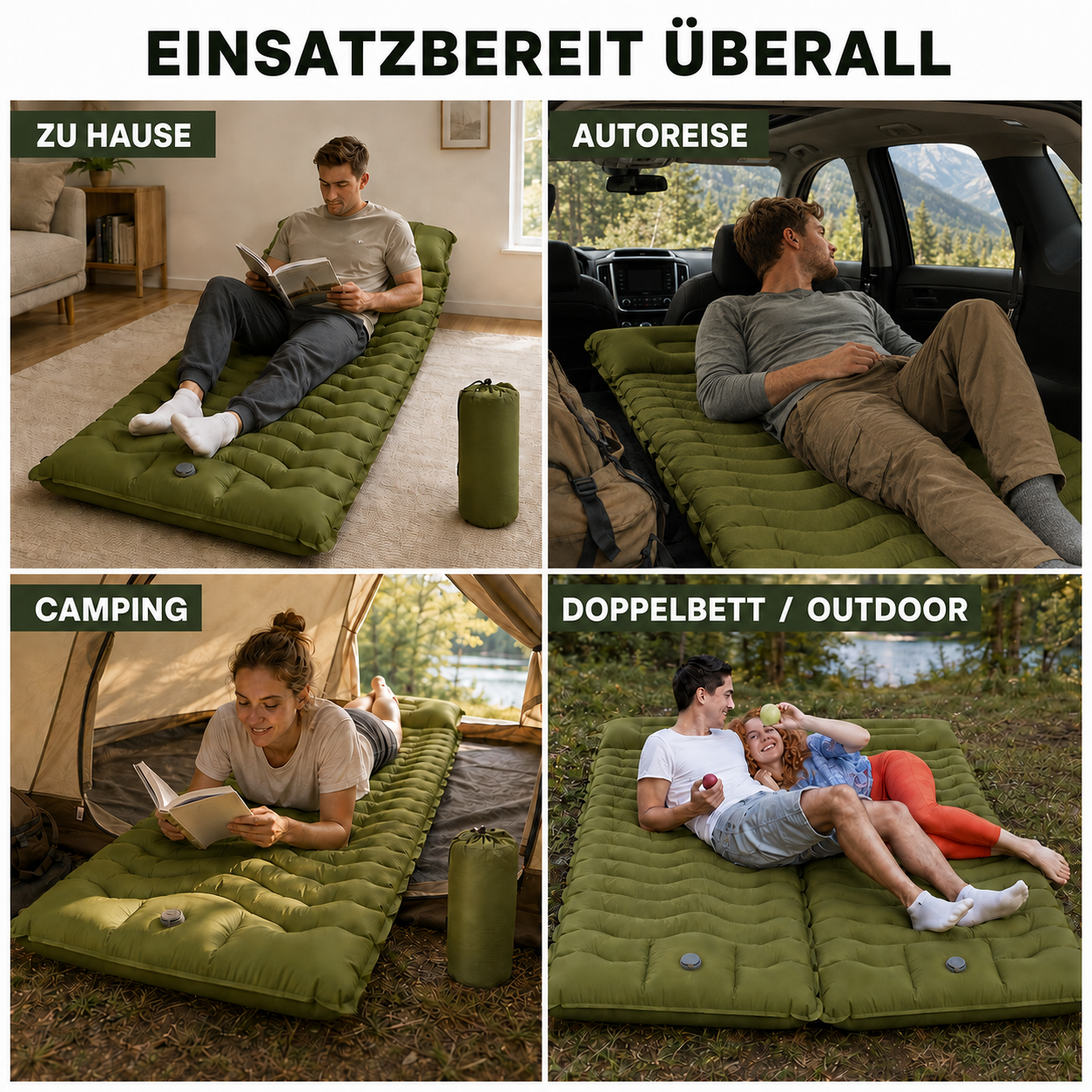 Luftmatratze mit integriertem Kissen & Pumpe – HikeRest DeepSleep