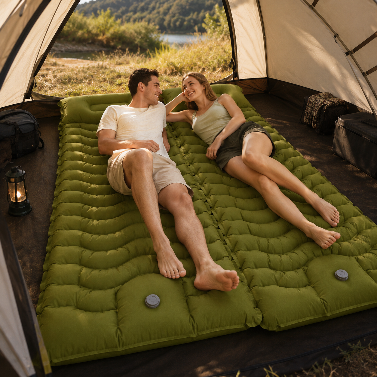Luftmatratze mit integriertem Kissen & Pumpe – HikeRest DeepSleep