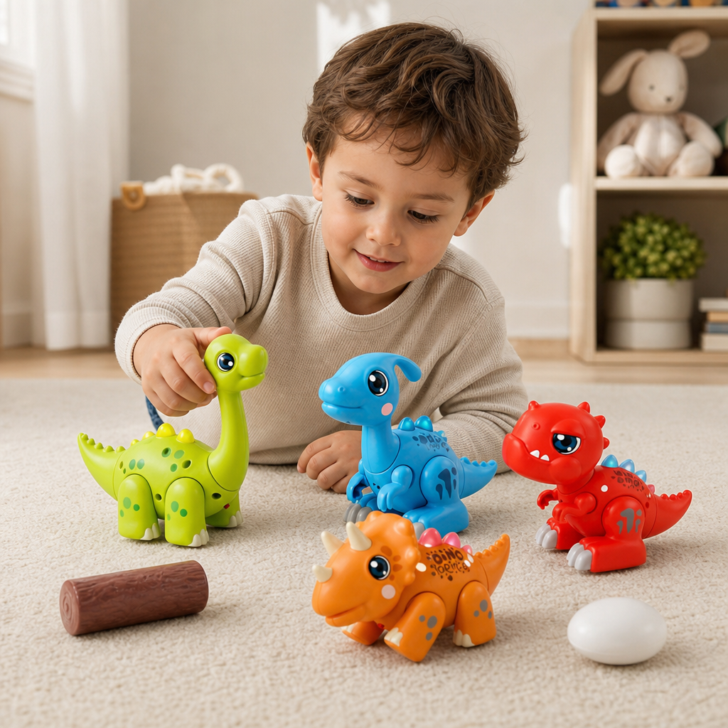 Einfach zu montierendes STEM-Lernspielzeug Dinosaurier mit Lichtern und Geräuschen