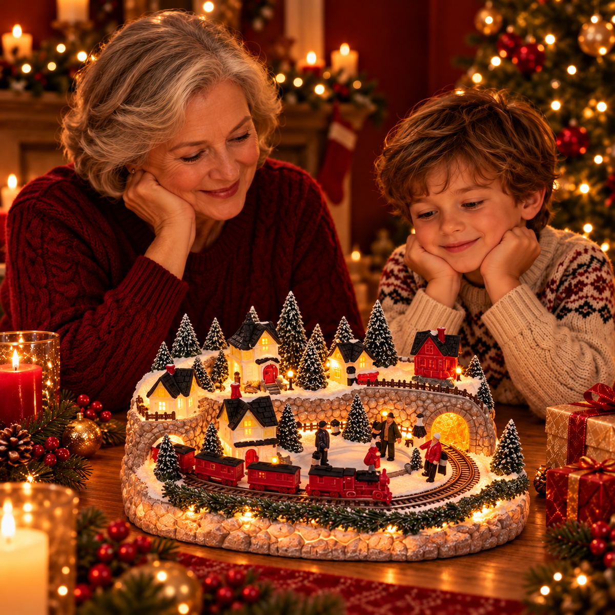 Melvira | Weihnachtszug & Eisbahn-Szene mit Strombetrieb und Licht