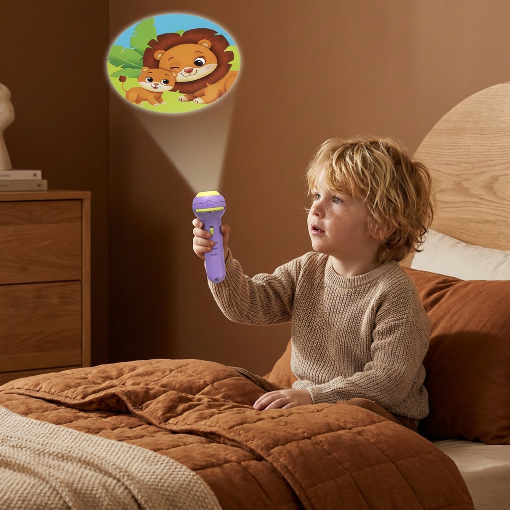 Kinder Projektor Taschenlampe Spielzeug – Gute-Nacht-Geschichte Projektor zum Lernen & Spaß