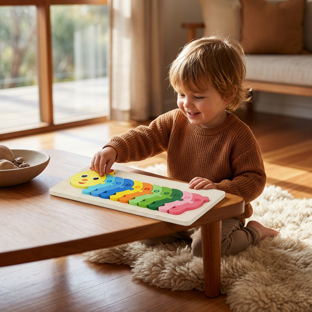 Holzpuzzle-Set für Kinder – Zahlen & Tiere Lernpuzzle
