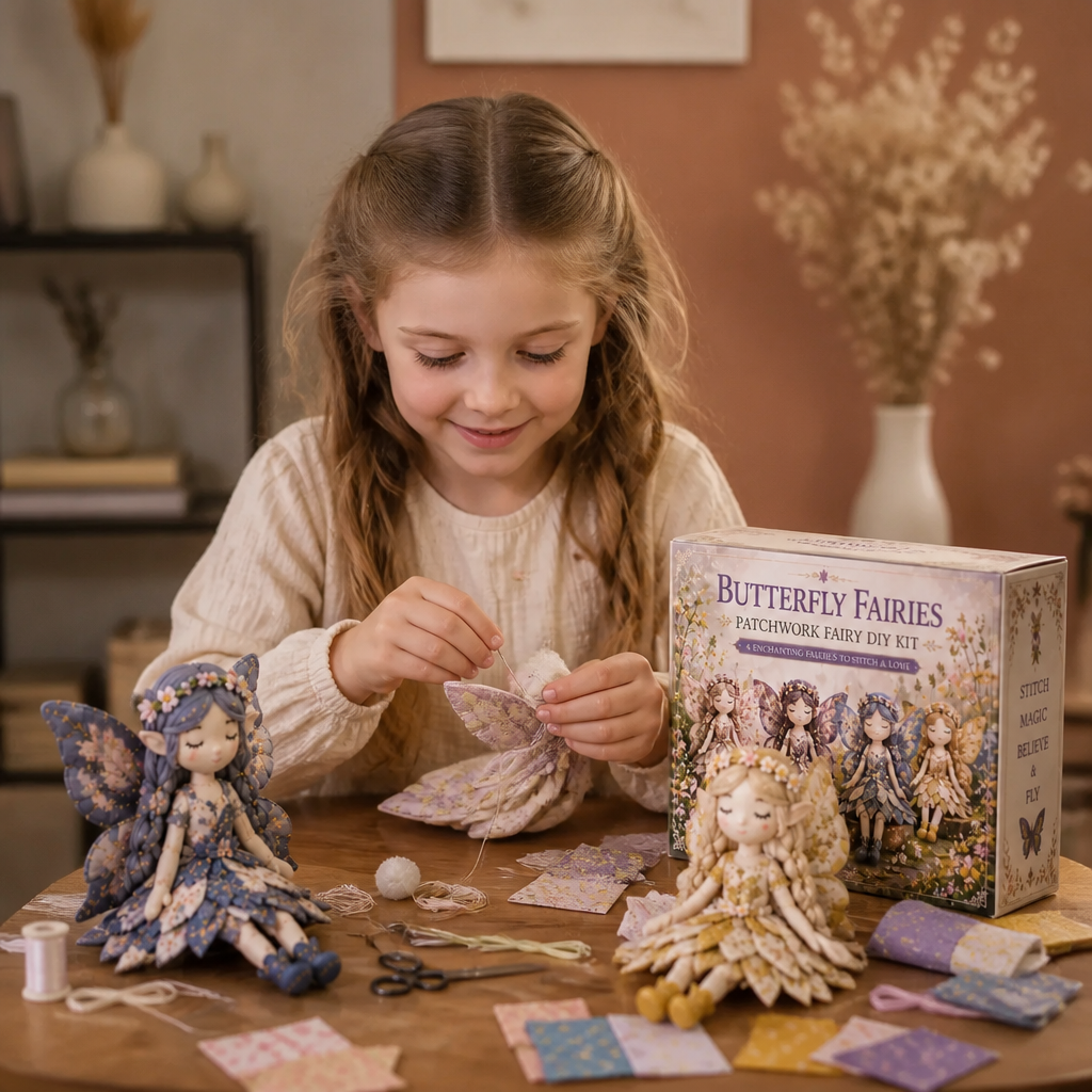 Fee DIY Nähset für Kinder – Zauberhafte Feenpuppen mit Stoff, Accessoires & Anleitung basteln