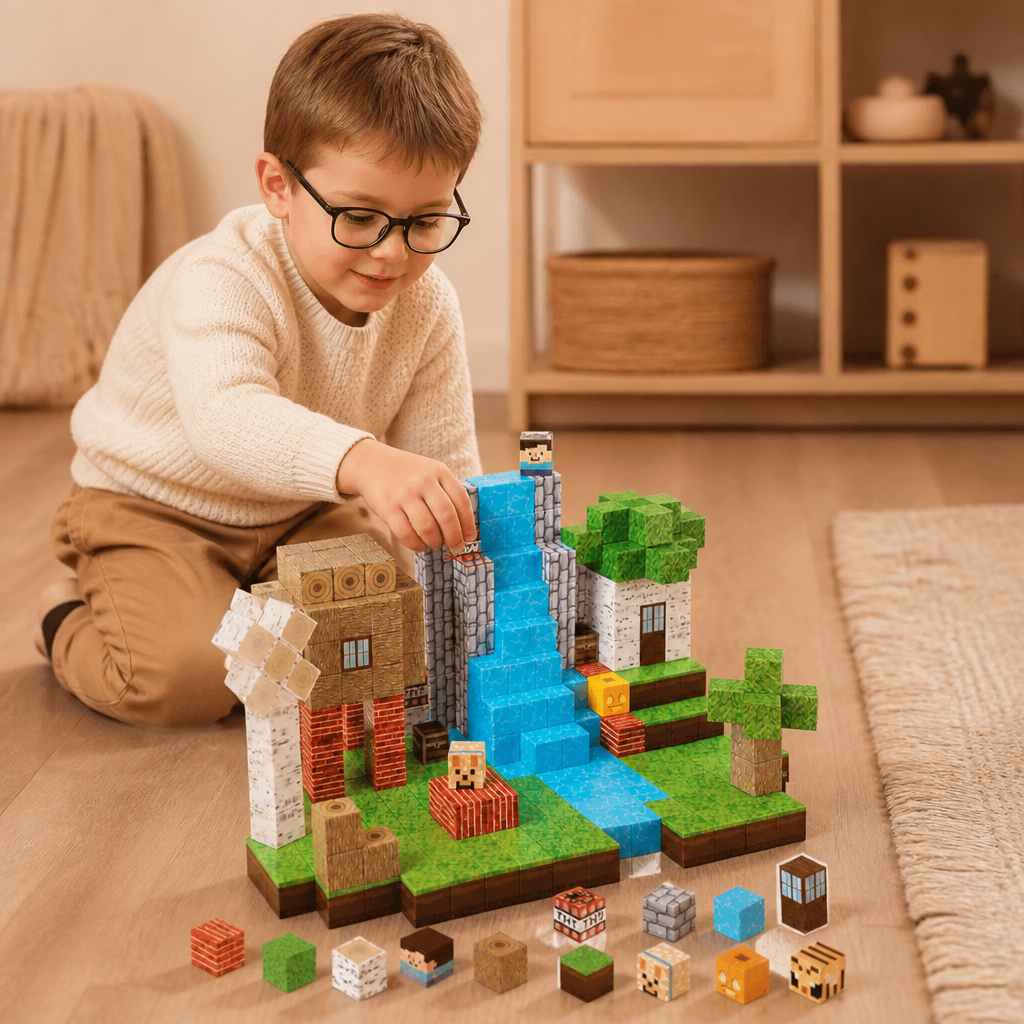 100-teiliges Magnetbaustein-Würfelset – Montessori-MINT-Konstruktionsspielzeug für Kinder