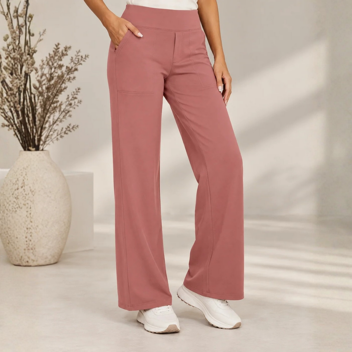 Bequeme elastische Hose mit weitem Bein