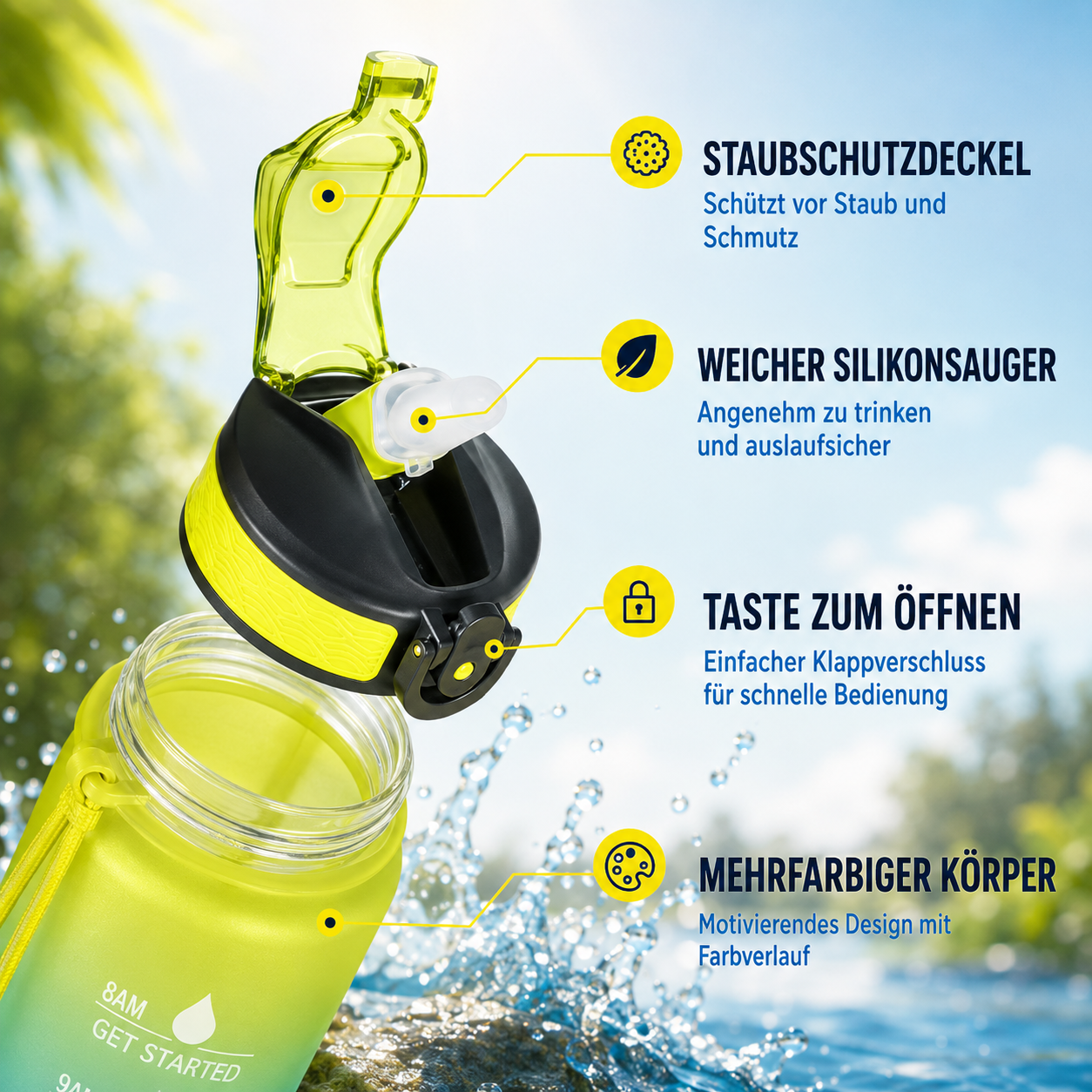 Nordspur | Wasserflasche mit Zeitleiste 1000 ml