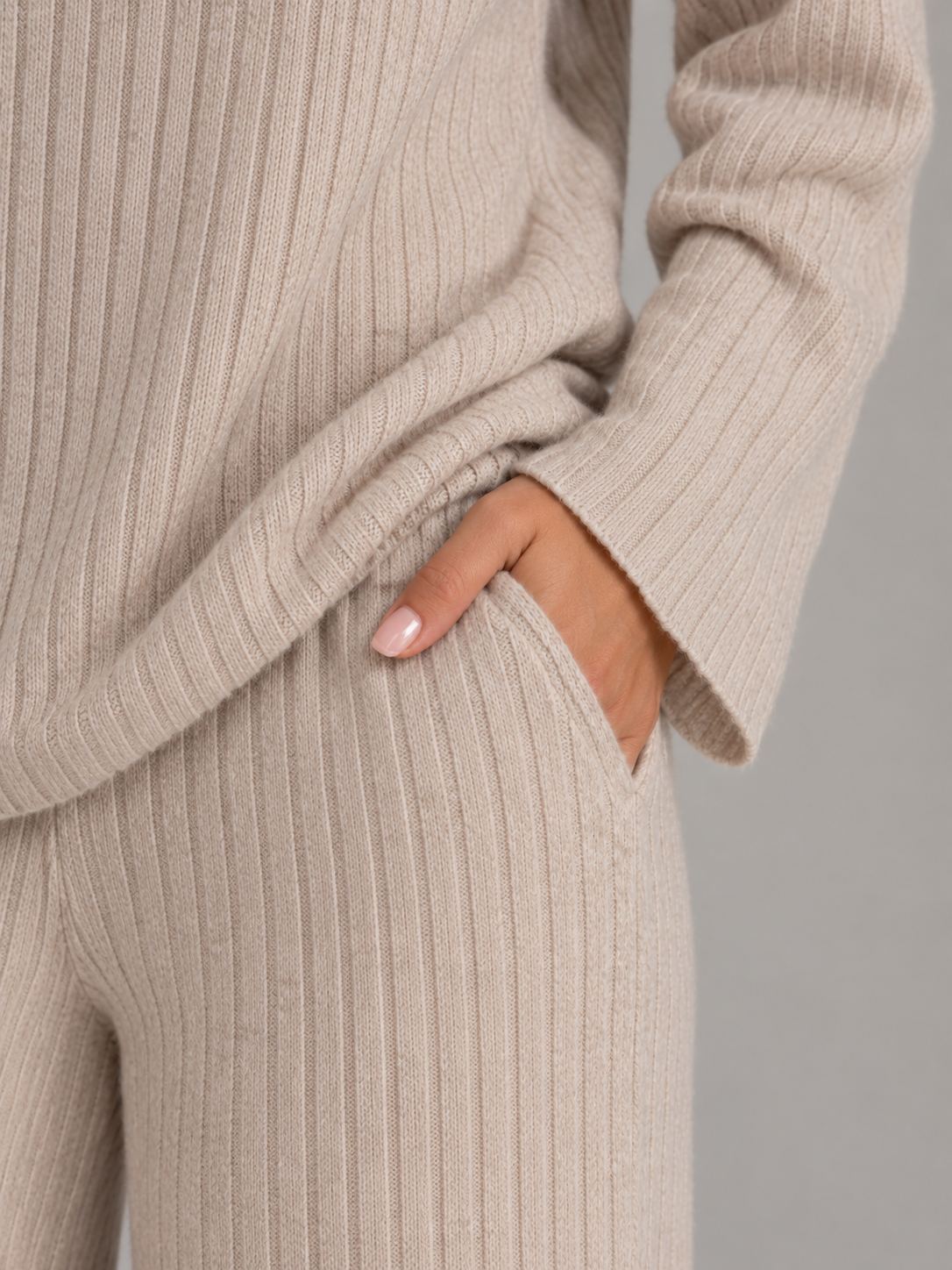 Damen Geripptes Strick-Lounge-Co-Ord