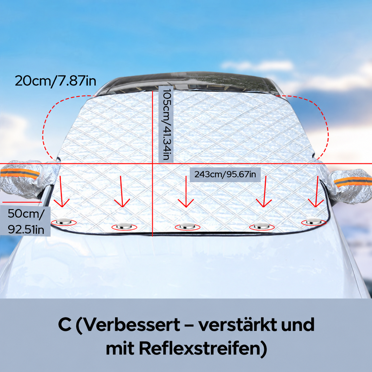 Nordspur | Vordere Windschutzscheiben-Abdeckung – Schutz für alle vier Jahreszeiten, Frostschutz & hohe Qualität – perfekt für Autos, Vans und SUVs