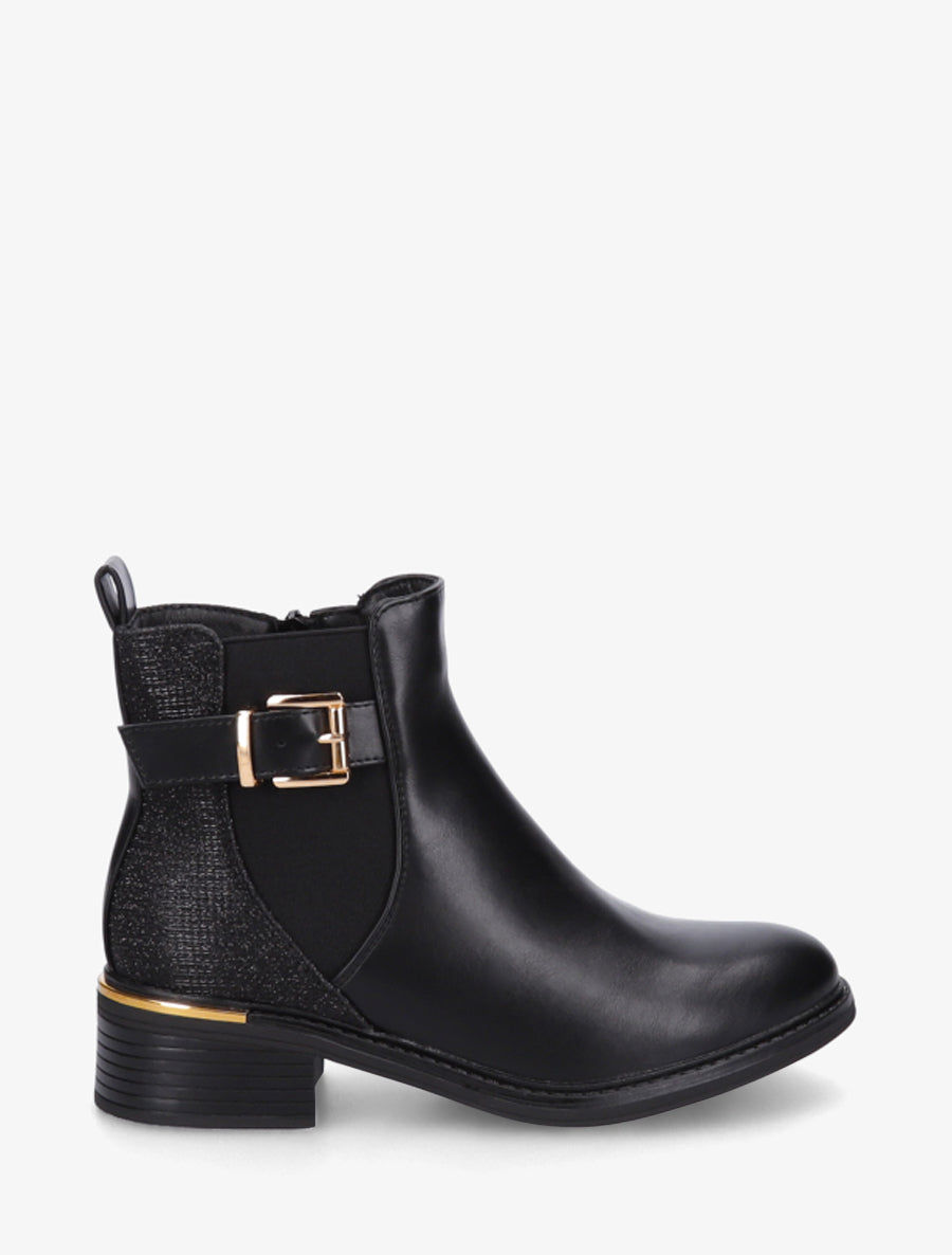 Stiefeletten mit Blockabsatz und irisierendem Detail
