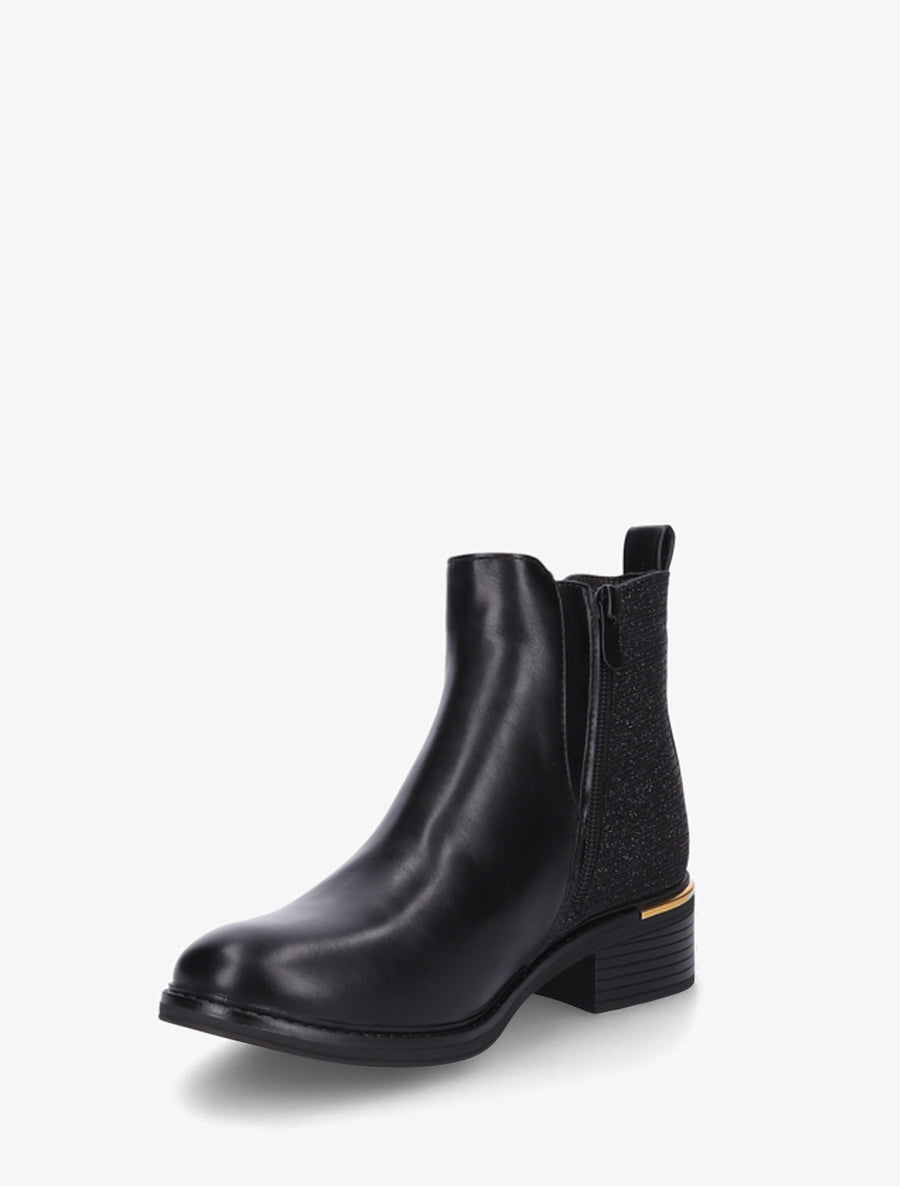Stiefeletten mit Blockabsatz und irisierendem Detail