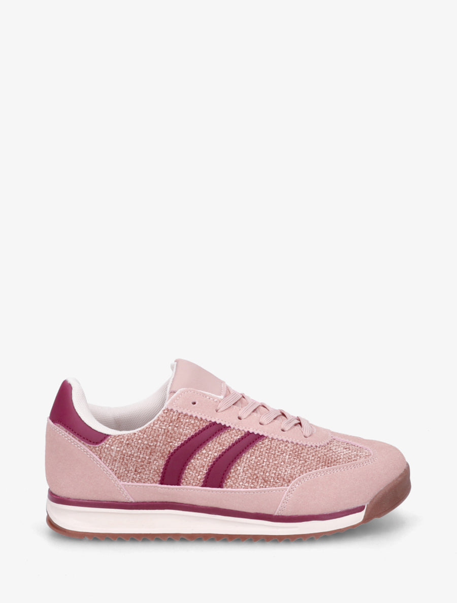 Sneakers Tweed-Effekt flache Sohle - Rosa