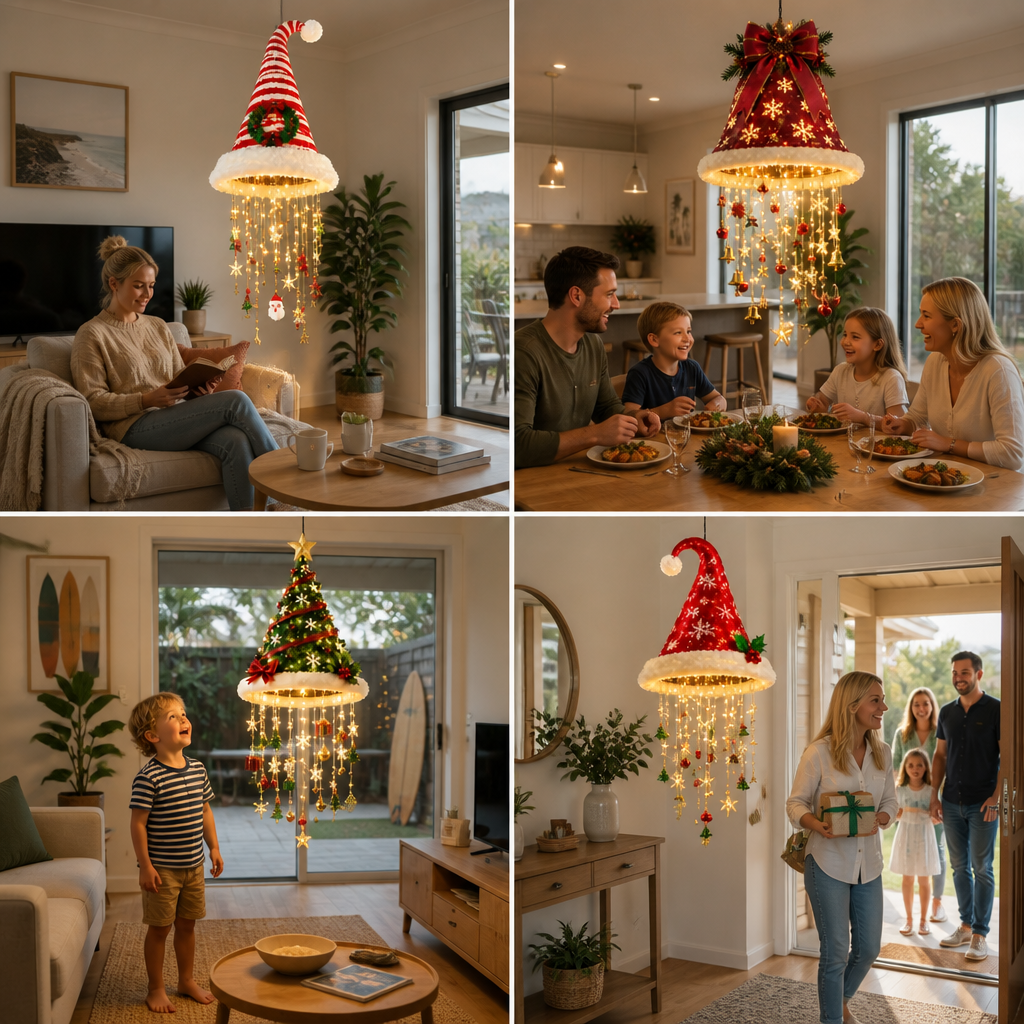 Weihnachts-Weihnachtsmannmütze Lichter mit LED-Lichterkette Dekorationen