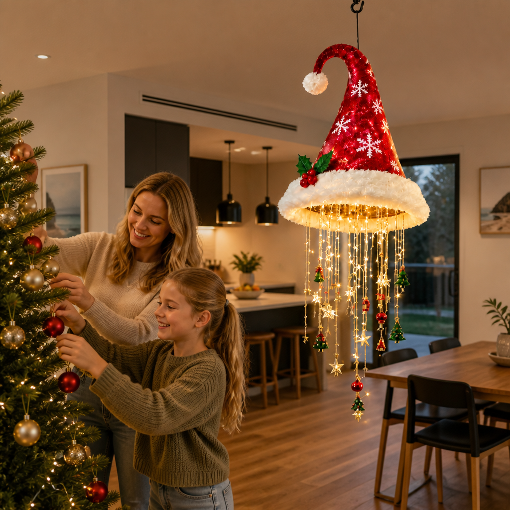 Weihnachts-Weihnachtsmannmütze Lichter mit LED-Lichterkette Dekorationen