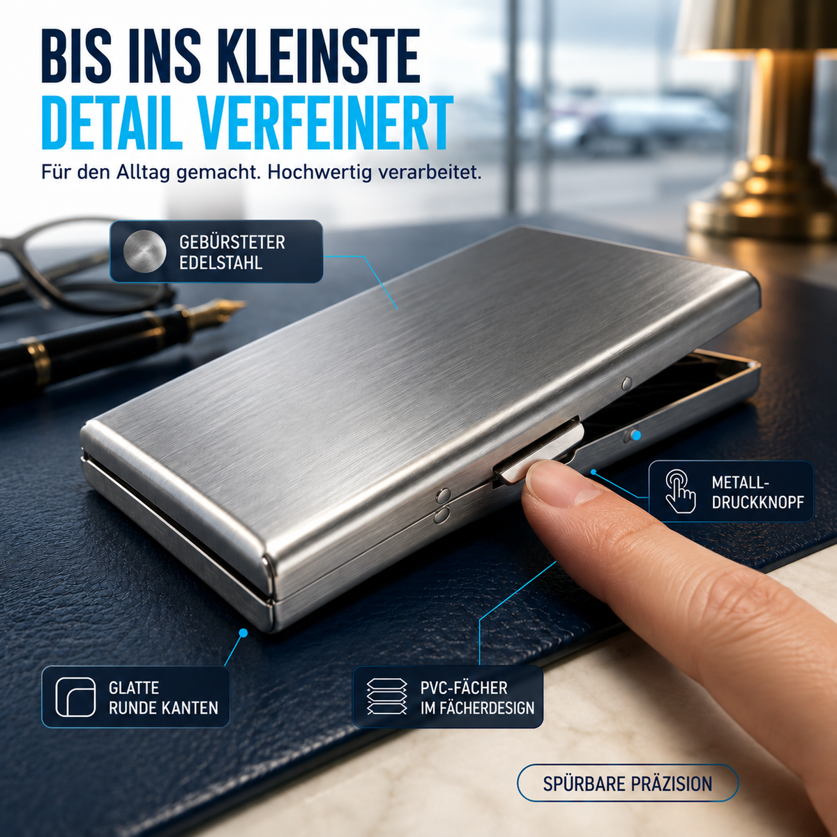 Nordspur | RFID-Blocking Karten-Geldbörse aus Edelstahl – Organisiert, Sicher & Taschenfertig
