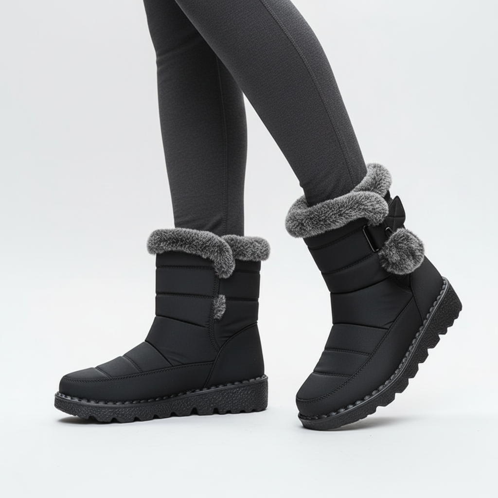 Damen Winterstiefel wasserdicht rutschfest mit Plüsch-Fütterung