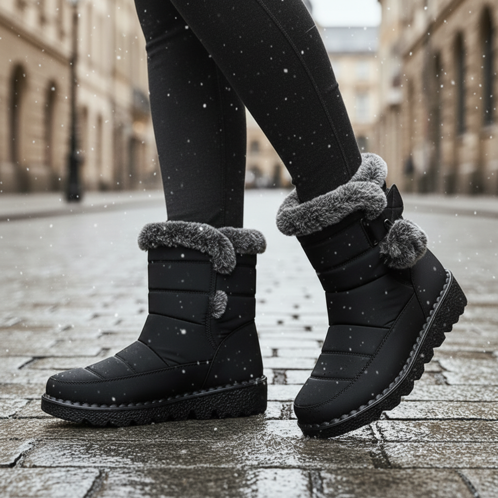 Damen Winterstiefel wasserdicht rutschfest mit Plüsch-Fütterung