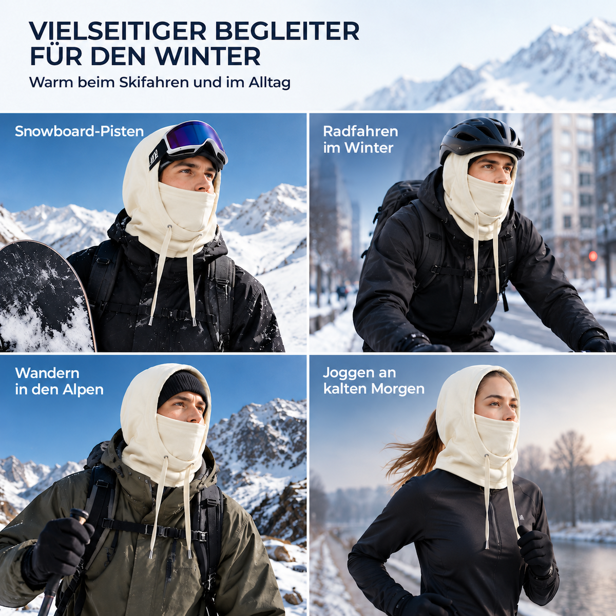 Nordspur | 3-in-1 Winter-Balaklava – winddicht, wärmend & verstellbar – perfekt für Skifahren, Radfahren und alle kalten Outdoor-Aktivitäten